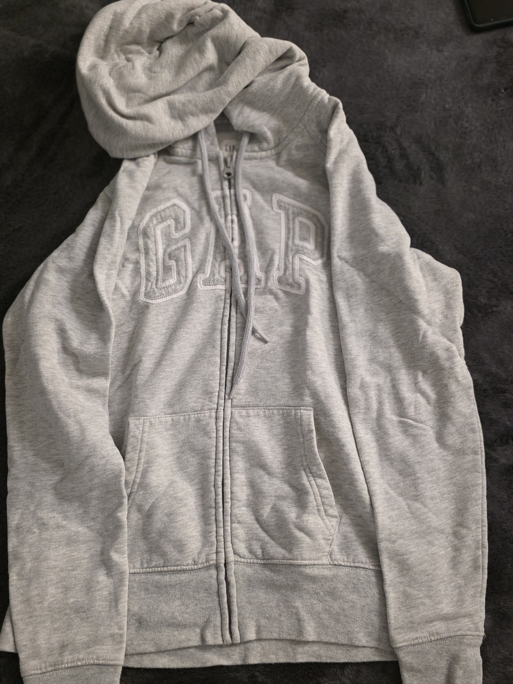 GAP Men's Light Gray Zip-Up Hoodie Sweater